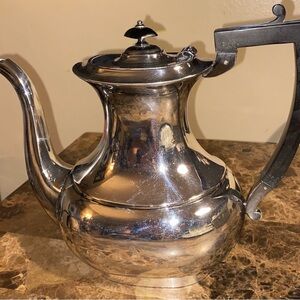 Classic Silver Teapot with Black Handle